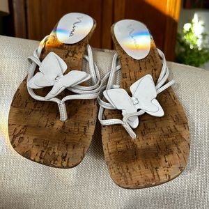 Nina white leather sandals tiny heel size 7